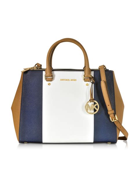 michael kors color block satchel|Michael Kors leather satchel large.